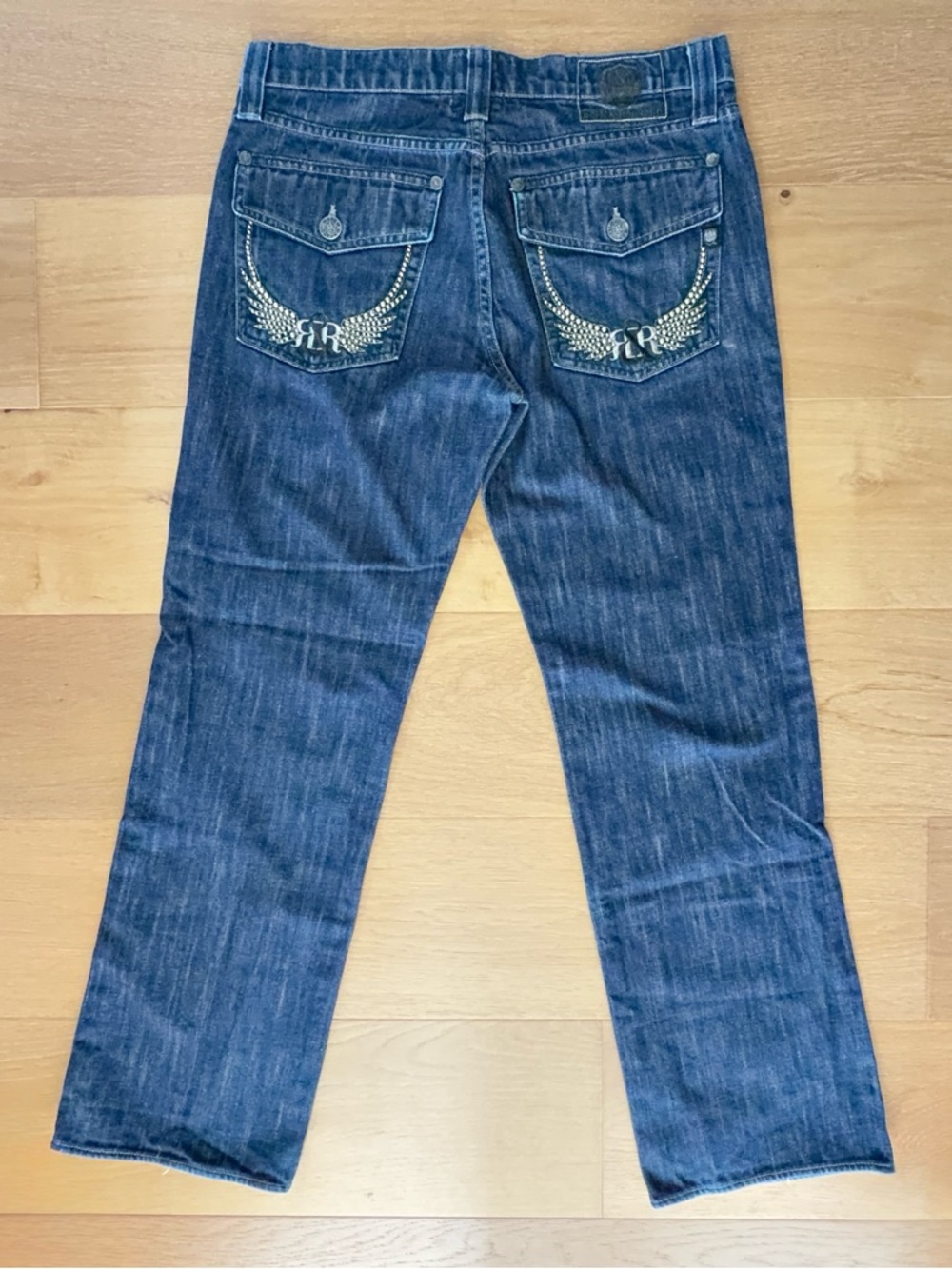 VTG Rock & Republic Y2K Bling Mens Jeans Inky Dark Wash Studded Embroidery Sz 32
